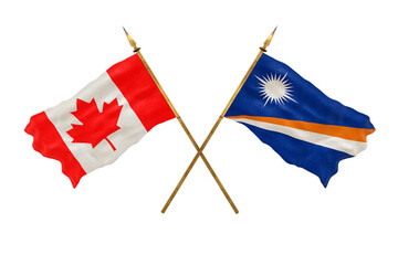 Background for designers. National Day. 3D model National flags  of Canada and Marshall islands