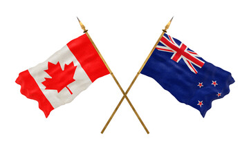 Background for designers. National Day. 3D model National flags  of Canada and New Zealand