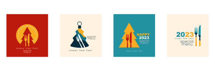New Year special menu set. Minimal modern design.