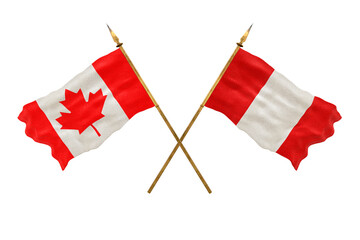 Background for designers. National Day. 3D model National flags  of Canada and Peru