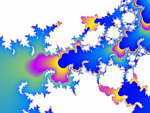 Multicolored shapes, flowers, leaves, abstract background, fractal