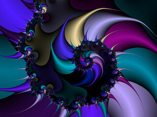 Pink violet spiral, abstract fractal background with swirls