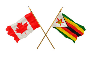 Background for designers. National Day. 3D model National flags  of Canada and Zimbabwe