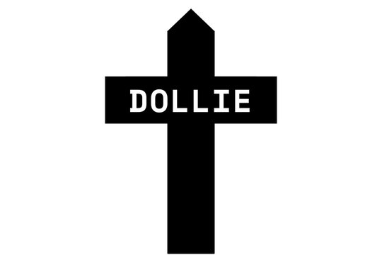 Dollie: Illustration eines schwarzen Kreuzes mit dem Vornamen Dollie