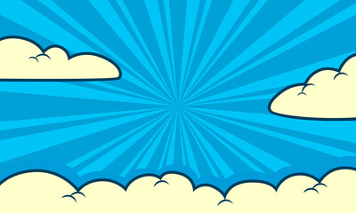 Comic cartoon blue background with cloud illustration