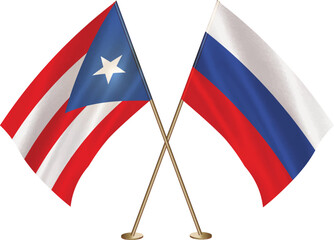 Puerto Rico,Russian flag together.Russia,Puerto Rico waving flag