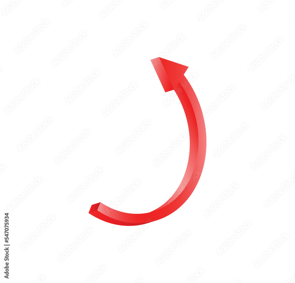 Poster semicircular red arrow. forward pointer and business cursor