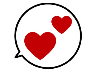 ハートマークの吹き出しイラスト素材