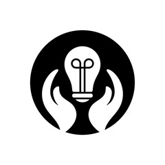 hand and lightbulb vector icon