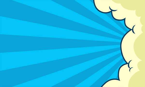 Comic cartoon blue background with cloud illustration