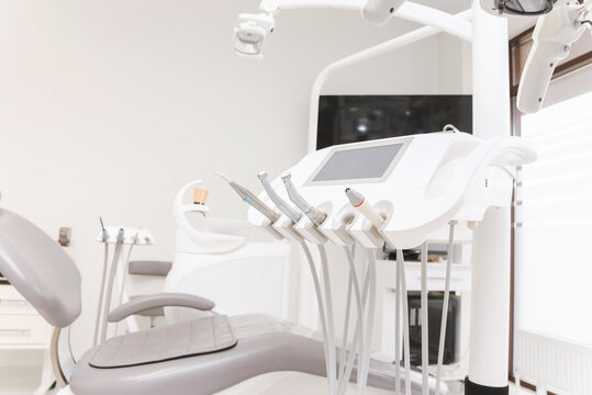 Photo of modern dental equipment in stomatology orthodontic center.
