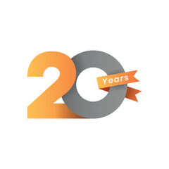 20 years label in modern color gradient and minimalist style