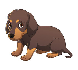 Fototapeta premium Little Dachshund Dog Cartoon Animal Illustration