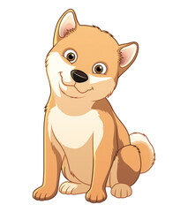 Fototapeta na wymiar Little Shiba Inu Dog Cartoon Animal Illustration