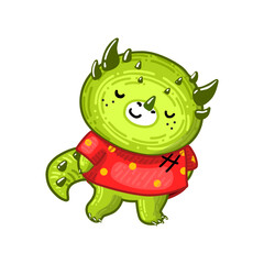 Shy green dragon is symbol of Chinese New Year 2024. It wears red costume and prefers traditional festival