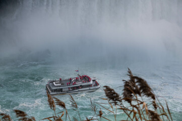 boat in falls fog