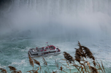 Fototapeta premium boat in falls fog