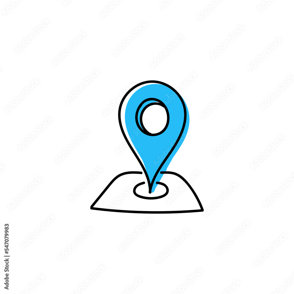 Poster blue navigation web map pointer hand drawn icon