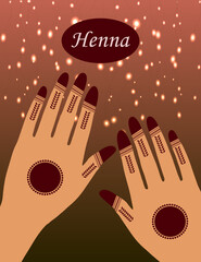 Floral Henna Mehndi Vector Hand Illustration Design, Henna Hands Vector, henna hands template banner background design