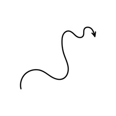 Black writhing and twisting arrows icon set. Signpost movement and minimalistic distance symbol with outline design for graphic vector decor