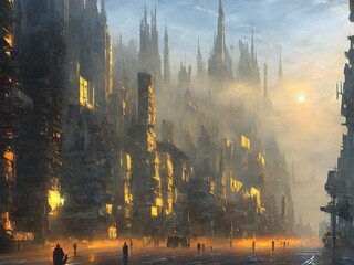 Fototapeta premium Scenery view far lands 3d illustration