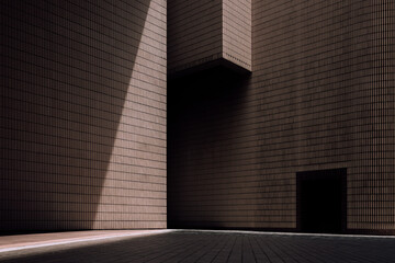 Tile wall pattern structure design with shade of light and shadow, Architecture details, Space for any object