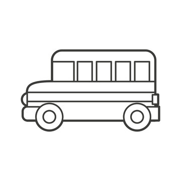 Vector Illustration of an school bus. Icon style with black outline. Logo design. Coloring book for children