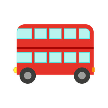 Vector illustration of a toy car in a flat style. Icon of a double deck bus. Logo design
