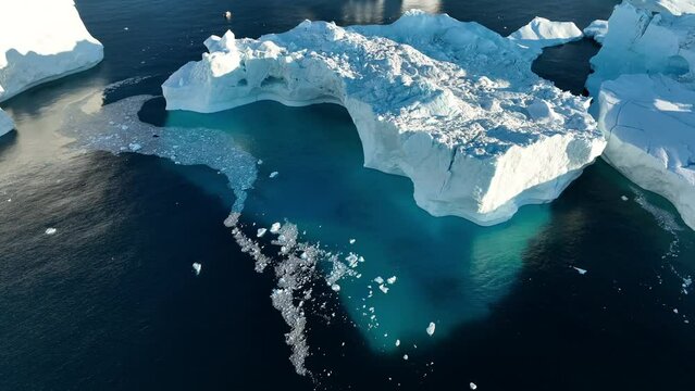grandes icebergs flotando sobre el mar, texturas y formas.
