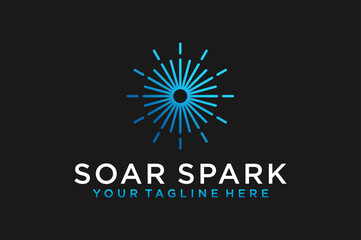 Spark energy technology logo desing illustration neon light icon symbol