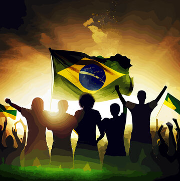 Brazil soccer team fans celebrating, world cup, soccer world cup