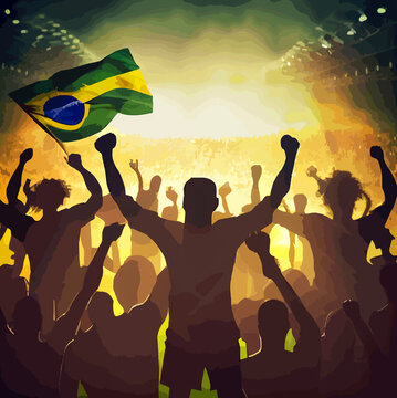 Brazil soccer team fans celebrating, world cup, soccer world cup
