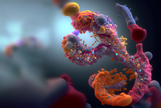Ribosome transcoding DNA concept, advanced gene therapy for mRNA treatments 3d rendering