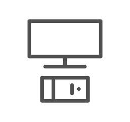 Monitor icon outline and linear symbol.	
