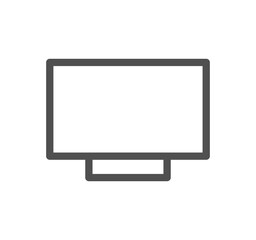 Monitor icon outline and linear symbol.	
