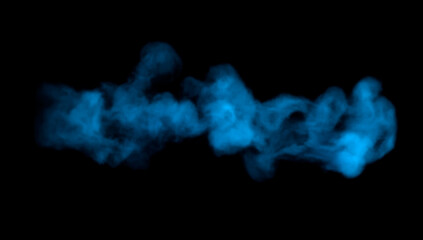 黒背景に横長の青い煙, 3DCG