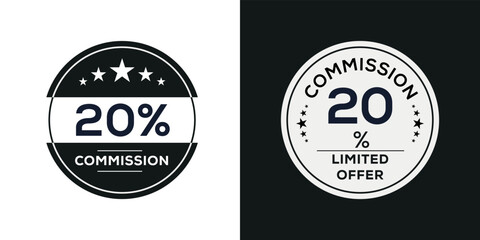 20% Commission limited offer, Vector label.