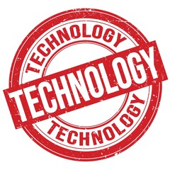TECHNOLOGY text written on red round stamp sign