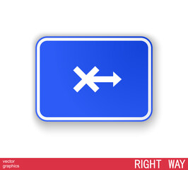 Comic road sign with an arrow. Unreal absurd direction. Cheerful motivational sign design. Vector template