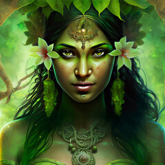 Apsara Dancer, Apsara Khmer Priestess, Ceremonial headdress and ritual facial markings