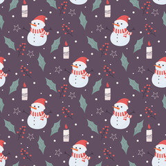 christmas pattern with snowman