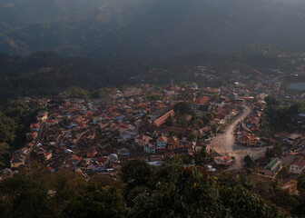 Xishuangbanna. Countryside urban high area on hill at Phongsaly province of the Laos country.