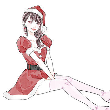 サンタのコスプレをした女性