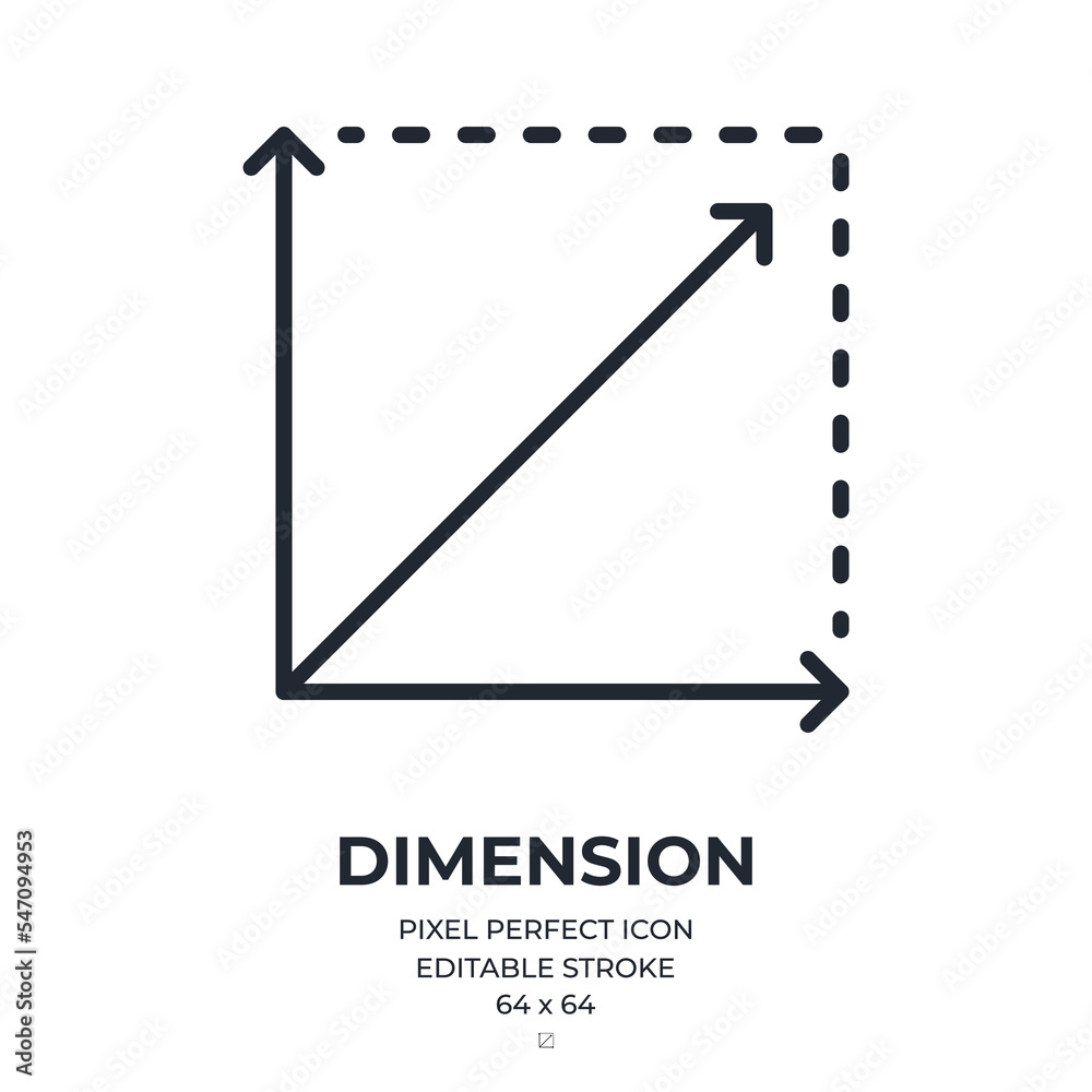 Canvas Prints dimension editable stroke outline icon isolated on white background flat vector illustration. pixel 