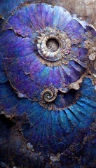 Abstract rock formations with detailed sandstone surface embedded ammonite fossil texture spiral patterns - macro closeup background resource.	
