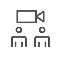 Video conferencing icon outline and linear symbol.	