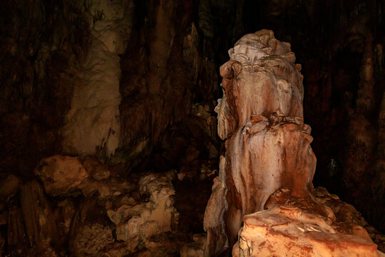 The splendor  of nature - bizarre forms of stalactites and stalagmites in the Salamander Cave in northern Israel