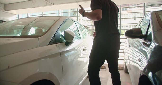 Criminal stealing a car