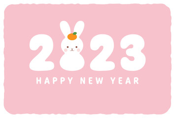 new years greeting card with Kagami mochi of rabbit, the Chinese or Japanese zodiac sign for 2023