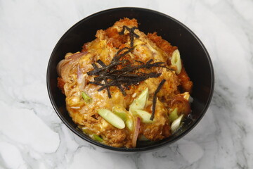 Freshly cooked Japanese food called Katsudon